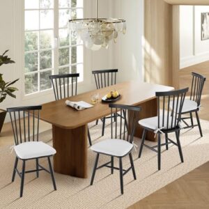 COLAMY Windsor Dining Chairs Set of 6, Kitchen Dining Chairs with Spindle Back, Wood Farmhouse Dining Chairs for Dining Room, Restaurant, Black - Image 3