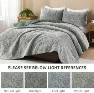 Dobuyly Quilts Queen Size Green Quilt Bedding Set Fluffy Plush Boho Bedspread Set Ultra Soft Warm Reversible Bed Coverlet for All Season 3 Pieces - Image 9