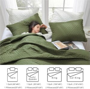 Homelike Moment Quilts Bedspreads Queen Size Bedding Set, Olive Green Quilt Coverlet Full Size for All Season - Image 7
