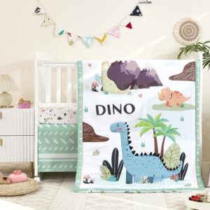 3-Piece Crib Sets for Boys - Ultra Soft Baby Boy Crib Bedding Set Includes Crib Comforter, Sheet & Skirt (Dinosaur) - Image 2