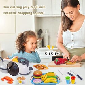Kids Kitchen Toy Cookware with Play Food Toy Set,Kitchen Play Accessories with Pots and Pans,Cutting Food Toy Utensils,Play Dishes Learning Toys Gift for Toddlers Boys Girls(72 PCS) - Image 3