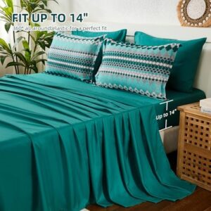 Dobuyly Boho Comforter Set Queen Size 7 Piece, Green Stripe Queen Bed in a Bag Set, Soft Mens Bedding Comforter Sets with Sheets, Pillowcases & Shams - Image 6