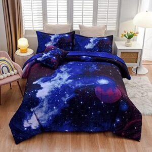 A Nice Night Galaxy 6Pcs Bedding Sets Outer Space Comforter Bed in a Bag 3D Printed Quilt,for Children Boy Girl Teen Kids,Twin 6Pcs - Image 2