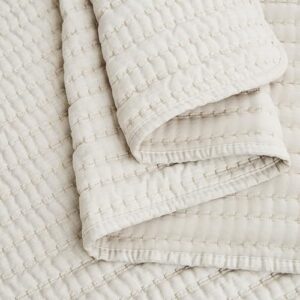 WDCOZY Beige Pick Stitch Twin Size Quilt Set, Striped Lightweight Soft Summer Spring Bedspread, Bamboo Linen Like Textured Coverlet, Chambray Farmhouse Country Rustic Bedding, Netural Thin Comforter - Image 7