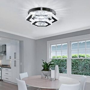 CXGLEAMING Modern LED Chandelier Flush Mount Ceiling Light Fixture Crystal Chandeliers for Living Room Bedroom Dining Kitchen (6500K Cool White) - Image 2