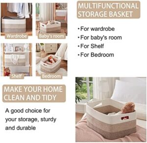 OIAHOMY Large Blanket Basket, Rectangle Woven Baskets for Storage, Nursery Blanket Basket Living Room, Toy Basket With Handle, Large Baskets for Organizing-22”x17”x12”-Gradient Yellow - Image 4