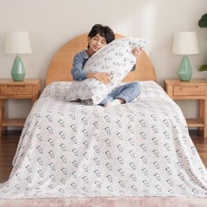 Berkshire Blanket Peanuts® Kids Sheet Set, Full Size - 4 Pieces, Peanuts® Mini Snoopy Spring Floral Happy Dance Soft Grey, Cute Character Snoopy Printed Soft Microfiber Bed Sheets - Image 2