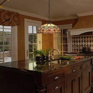 Capulina Tiffany Pendant Light 2 Light 16 Inches Wide Sunflower Pattern Stained Glass Hanging Lamp for Dining Room Kitchen Island Home Office - Image 3