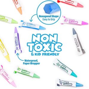 Tub Works® Smooth™ Bath Crayons Bath Toy, 12 Pack | Nontoxic, Washable Bath Crayons for Toddlers & Kids | Unique Formula Draws Smoothly & Vividly on Wet & Dry Tub Walls | Hexagon Grip Bathtub Crayons - Image 4