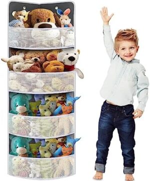 Ofiray-home Soft Corner Shelf | Safe Hanging Organizer | Child-Friendly Wall Mount Storage | for Sundries, Toys, Stuffed Animals, Diapers | for Pantry Closet Bedroom Nursery Organization 1-Pack