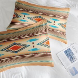 7 Pcs Comforter Set King Size, Southwest Western Vintage Bedding Set for Kids and Adults, Mexico Stripe Country Bed Sheet Sets with Fitted Sheet 2 Pillowcases & 2 Shams - Image 6