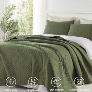 Homelike Moment Quilts Bedspreads Queen Size Bedding Set, Olive Green Quilt Coverlet Full Size for All Season - Image 5