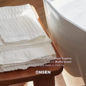 ONSEN Bath Towel - Absorbent Waffle Weave Towel for Bathroom - Quick Dry Towel Made from 100% Supima Cotton - Plush and Soft Towel for Women and Men - 31" x 57", White - Image 3
