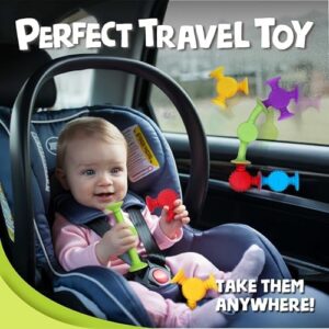 BUNMO Easter Basket Stuffers - Suction Bath Toys - Connect, Build, Create - Bath Toy - Easter Basket Essentials - Stimulating Sensory Toy - Non-Mouthable Toy 3+ - Textured 10 Pack - Image 4