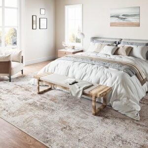 6x9 Washable Area Rug Brown Grey Neutral Abstract Living Room Bedroom Large Throw Rug Non Slip Soft Low Pile Indoor Floor Carpet for Dining Room Kitchen Office Entryway - Image 3