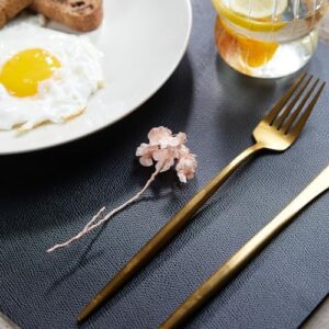 DOLOPL Placemats Set of 6, Black Waterproof Faux Leather Heat Resistant Mats for Kitchen Dining Room Table Decorations, Anti Slip Dining Table Place Mats for Indoor & Outdoor Use - Image 3