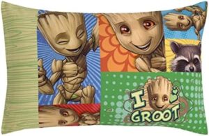 Marvel Guardians of The Galaxy I Am Groot Green and Blue 4 Piece Toddler Bed Set - Comforter, Fitted Bottom Sheet, Flat Top Sheet, and Reversible Pillowcase - Image 5