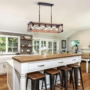 Farmhouse Kitchen Island Lighting, 5-Light Dining Room Light Fixture, Farmhouse Linear Chandelier with Solid Wood for Dining Room Kitchen Bar Pool Table - Image 6