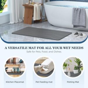 Stone Bath Mat Diatomaceous Earth Non-Slip Shower Mat,Quick Drying Diatomite Bath Stone Mat for Bathroom Floor -Super Absorbent,Natural, Easy to Clean(24×16" Grey) - Image 4