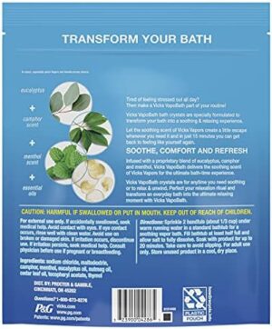 Vicks VapoBath, Bath Salts, Bath Bomb, Non-Medicated Bath Crystals, Comforting Vicks Vapors, Vapor Bath, Aromatherapy with Eucalyptus and Menthol Scent, Contains Essential Oils, 36 OZ - Image 7