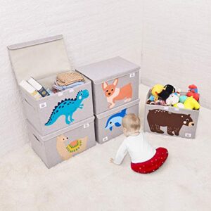 CLCROBD Foldable Large Kids Toy Chest with Flip-Top Lid, Collapsible Fabric Animal Toy Storage Organizer/Bin/Box/Basket/Trunk for Toddler, Children and Baby Nursery (Dinosaur) - Image 6