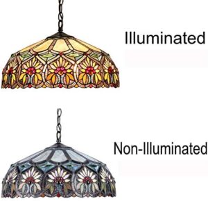 Capulina Tiffany Pendant Light 2 Light 16 Inches Wide Sunflower Pattern Stained Glass Hanging Lamp for Dining Room Kitchen Island Home Office - Image 7