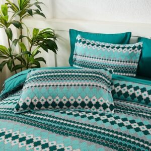 Dobuyly Boho Comforter Set Queen Size 7 Piece, Green Stripe Queen Bed in a Bag Set, Soft Mens Bedding Comforter Sets with Sheets, Pillowcases & Shams - Image 9
