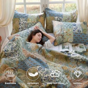 Secgo King Size Comforter Set- 100% Cotton Quilt King Size Set, Green, Sage bedspreads (96 * 108 Inch) with 2 Pillow Shams, Patchwork Reversible Lightweight Bedding - Image 3