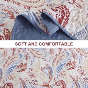 WONGS BEDDING Boho Quilt Set King,Paisley Floral Pattern Bedspread Coverlet Set with 2 Pillowcases,3 Piece Lightweight Microfiber Bohemian Quilt Bedding Set 104"×90" - Image 4