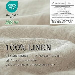 Simple&Opulence 100% Linen Duvet Cover Set 3pcs Basic Style Natural French Washed Flax Solid Color Soft Breathable Farmhouse Bedding with Button Closure - Linen, King - Image 2