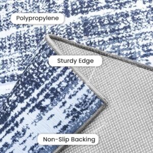 GENIMO 5x7 Washable Area Rug – Modern Abstract Non-Slip Low Pile Soft Contemporary Indoor Floor Carpet for Living Room, Bedroom, Dining Room, Kitchen, Office, Blue - Image 7