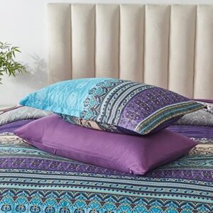 Boho Comforter Set Queen Size 8 Piece Bed in a Bag Bohemian Striped Bedding Quilt Set Aqua Paisley Floral Comforter and Sheet Set,Soft Microfiber Complete Bedding Sets for All Season - Image 5