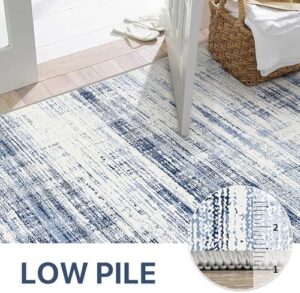 GENIMO 5x7 Washable Area Rug – Modern Abstract Non-Slip Low Pile Soft Contemporary Indoor Floor Carpet for Living Room, Bedroom, Dining Room, Kitchen, Office, Blue - Image 6
