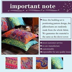 FADFAY Exotic Boho Duvet Cover Set Queen 100% Brushed Cotton Soft Bohemian Bedding Red Teal Mandala Printed Bedding Reversible Striped Zipper Bed Comforter Cover + 2 Pillowshams- Queen, 3 Pcs - Image 5