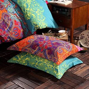 FADFAY Exotic Boho Duvet Cover Set Queen 100% Brushed Cotton Soft Bohemian Bedding Red Teal Mandala Printed Bedding Reversible Striped Zipper Bed Comforter Cover + 2 Pillowshams- Queen, 3 Pcs - Image 8