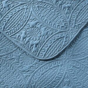 Quilt Set King/Cal King/California King Size Ash Blue - Oversized Bedspread - Soft Microfiber Lightweight Coverlet for All Season - 3 Piece Includes 1 Quilt and 2 Shams, Geometric Pattern - Image 4