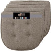 Gorilla Grip Tufted Chair Cushions, Memory Foam Pads for Dining Room, Kitchen Table, Office Desk, Rocking Chairs, Stay in Place Backing, Comfortable Seat Cover Pad Cushion, Set of 4, 16x17, Beige