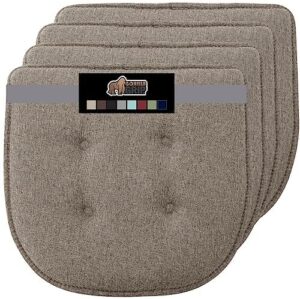 Gorilla Grip Tufted Chair Cushions, Memory Foam Pads for Dining Room, Kitchen Table, Office Desk, Rocking Chairs, Stay in Place Backing, Comfortable Seat Cover Pad Cushion, Set of 4, 16x17, Beige