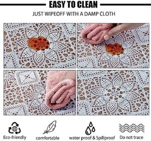 Likiyol White Vinyl Tablecloth, Rectangular Lace Tablecloth, Heavy Duty Vinyl Table Cloth, Stain-Resistant Wipeable Table Protector for Kitchen and Dining Room, 55 x 120 Inch - Image 4