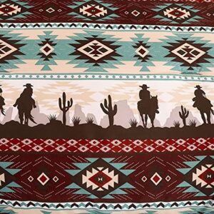 Chezmoi Collection Dune 7-Piece Southwestern Cowboys Aztec Comforter Set - Multicolor Teal Brown Beige Tan Red Printed Washed Microfiber Bedding, Queen - Image 6