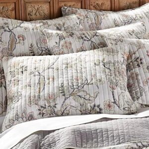 Levtex Home - Ophelia Quilt Set - Full/Queen Quilt and Two Standard Shams - Floral - Taupe Grey Cream Blush - Quilt (90x94in.) and Shams (20x26in.) - Reversible - Rayon/Cotton - Image 7