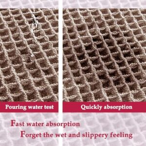 ZALL Tan Waffle Bath Mat,Super Absorbent Non Slip Bathroom Rug,Brown 17x24inch,Machine Washable Ultra Soft Floor Mats - Image 3
