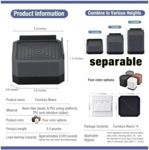 Bed Risers Furniture Risers Heavy-Duty Rectangular Adjustable Block Lift to 3 inches and 4.3 inches Desk, Sofa, Chair Legs, Refrigerator, Washing Machine Support up to 4000 pounds - Image 7