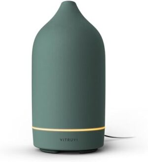 Vitruvi Stone Diffuser, Ceramic Ultrasonic Essential Oil Diffuser for Aromatherapy | Ceramic, Home Decor | Sea, 90ml Capacity