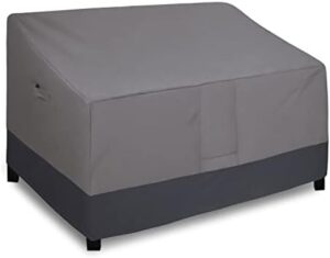 Easy-Going Waterproof Outdoor Sofa Cover, Heavy Duty 2 Seater Outdoor Loveseat Cover, Windproof Patio Furniture Cover with Air Vent (58Wx32.5Dx31H inch, Gray/Dark Gray)
