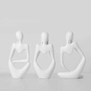 BrownLove 3pcs Decor White Thinker Statue Abstract Art Sculpture,Resin Collectible Figurines for Home Living Room Office Shelf Decoration - Image 9