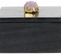 Modern Decorative Objects Marble Box with Lid for Bathroom Home Decor | Black Marble Decor Box with Geode Small Boxes | Jewellery | Vintage Vanity Decor & Girls Keepsake Box (Black Marble, 6x6x3.5")