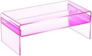 Acrylic Coffee Table for Living Room Clear Rectangle Lucite Table with Open Storage Shelf (1, Pink, Large) - Image 8