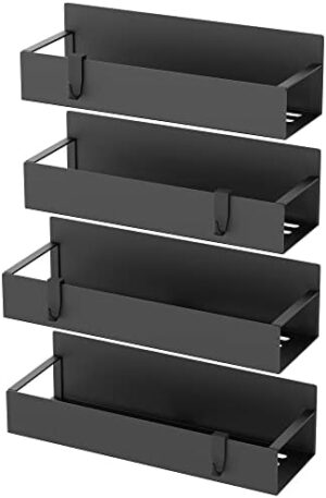 4 Pack Magnetic Spice Storage Rack Organizer for Refrigerator and Oven, Black Fridge Organizers and Storage - Image 5