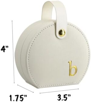 COLLECTIVE HOME - Travel Jewelry Case, Elegant Half-Moon Design with Gold Monogram, Detachable Handle, Personalized Accessory Organizer, Gift for Fashion-Forward Women and Teens (b) - Image 2